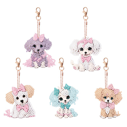 5PCS Double Sided Full Drill Keyring Diamond Painting Keychain (Small Animal #3)