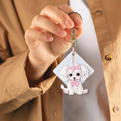 5PCS Double Sided Full Drill Keyring Diamond Painting Keychain (Small Animal #3)