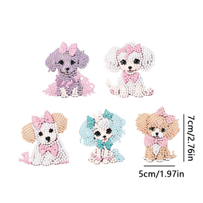 5PCS Double Sided Full Drill Keyring Diamond Painting Keychain (Small Animal #3)