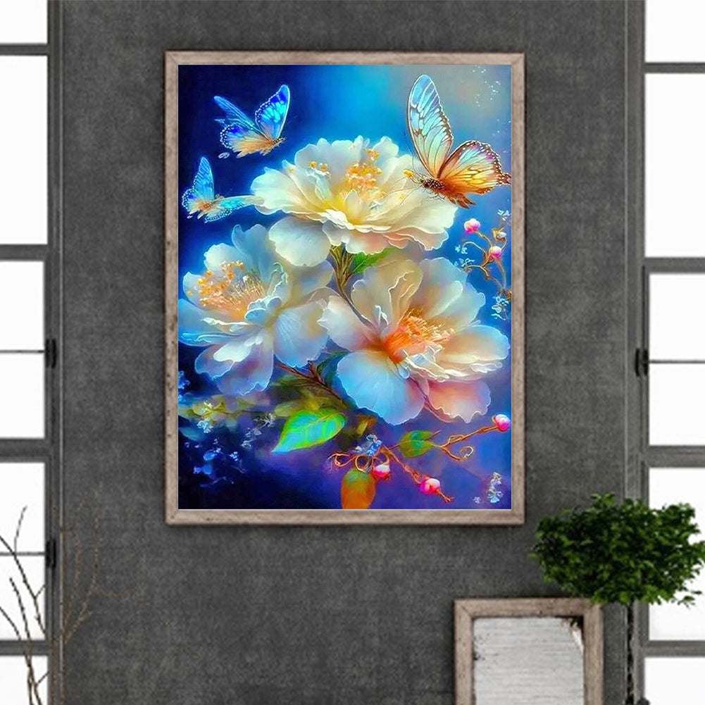 Flowers And Butterflies - Full Round Drill Diamond Painting 30*40CM
