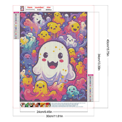 Cute Little Ghost - Full Round Drill Diamond Painting 30*40CM