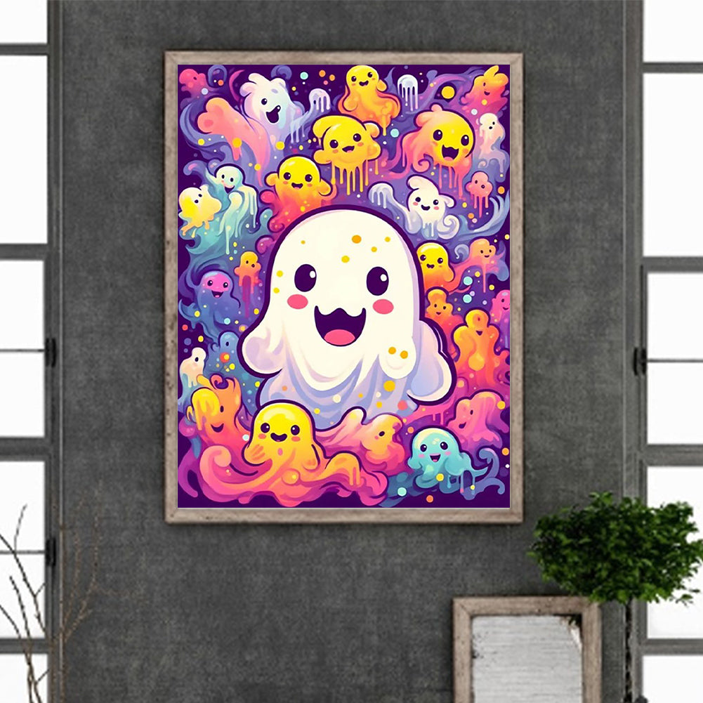 Cute Little Ghost - Full Round Drill Diamond Painting 30*40CM