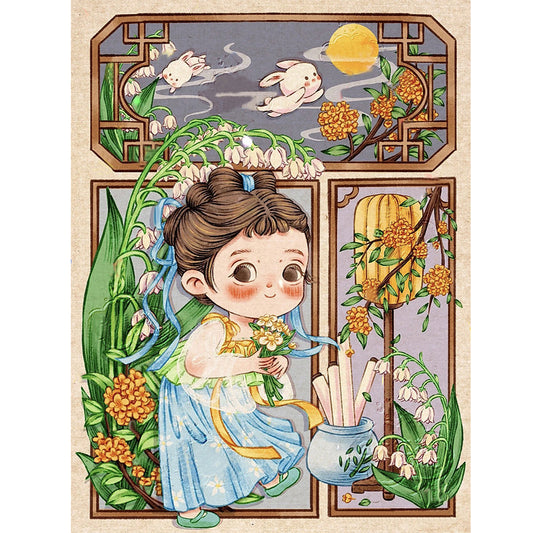 Antique Little Girl - Full Round Drill Diamond Painting 30*40CM