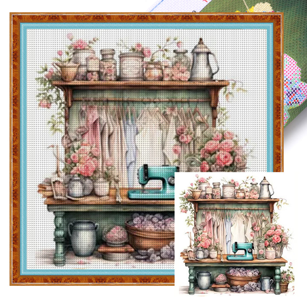 Sewing Table - 11CT Stamped Cross Stitch 50*50CM