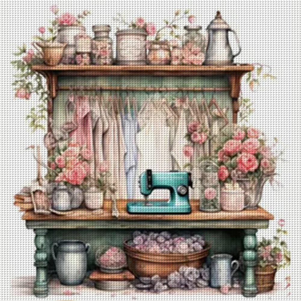 Sewing Table - 11CT Stamped Cross Stitch 50*50CM