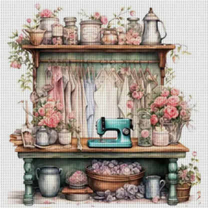 Sewing Table - 11CT Stamped Cross Stitch 50*50CM