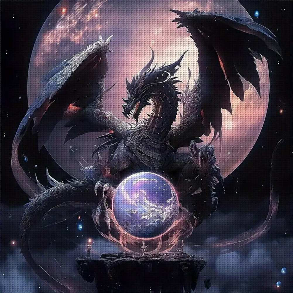 Dragon And Crystal Ball - 11CT Stamped Cross Stitch 40*40CM