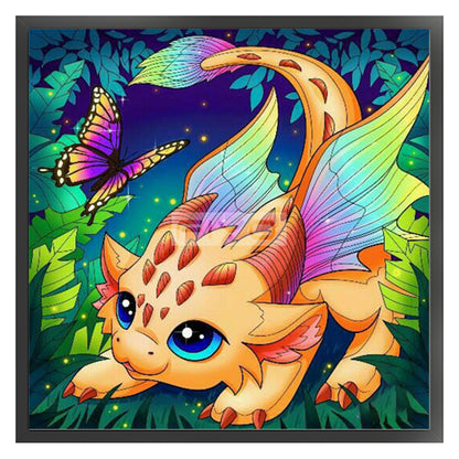 Dragon And Butterfly - 11CT Stamped Cross Stitch 50*50CM