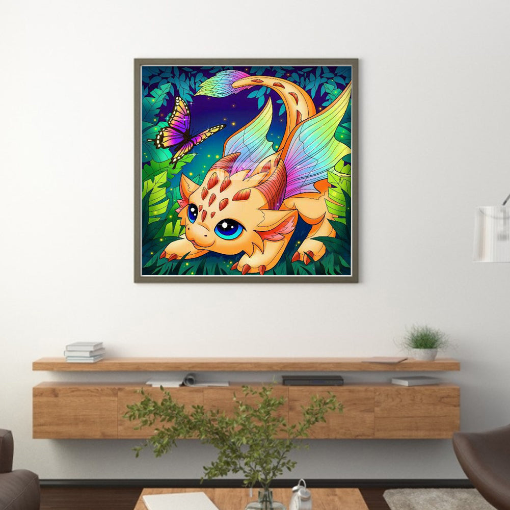 Dragon And Butterfly - 11CT Stamped Cross Stitch 50*50CM