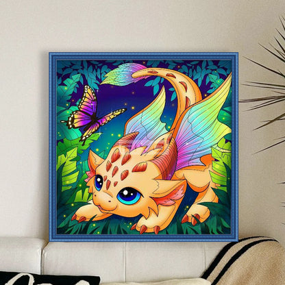 Dragon And Butterfly - 11CT Stamped Cross Stitch 50*50CM