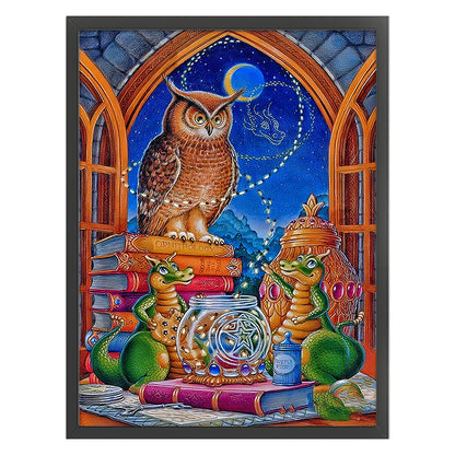 Dragon And Owl Reading A Book - 11CT Stamped Cross Stitch 50*65CM