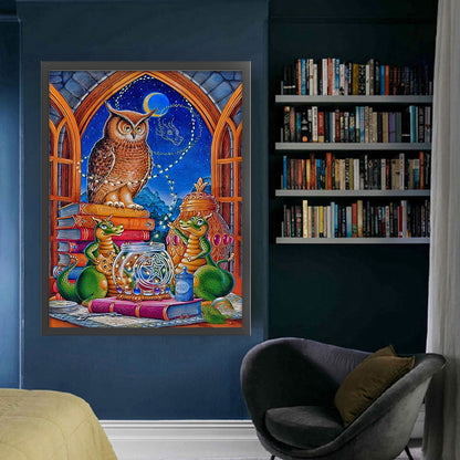 Dragon And Owl Reading A Book - 11CT Stamped Cross Stitch 50*65CM