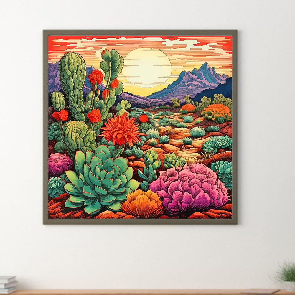 Sunset Succulent - Full Round Drill Diamond Painting 40*40CM