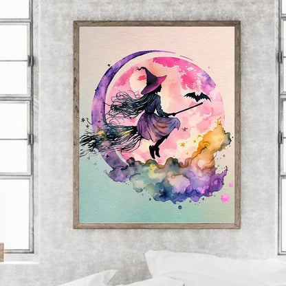 Flying Little Witch - Full Round Drill Diamond Painting 40*50CM