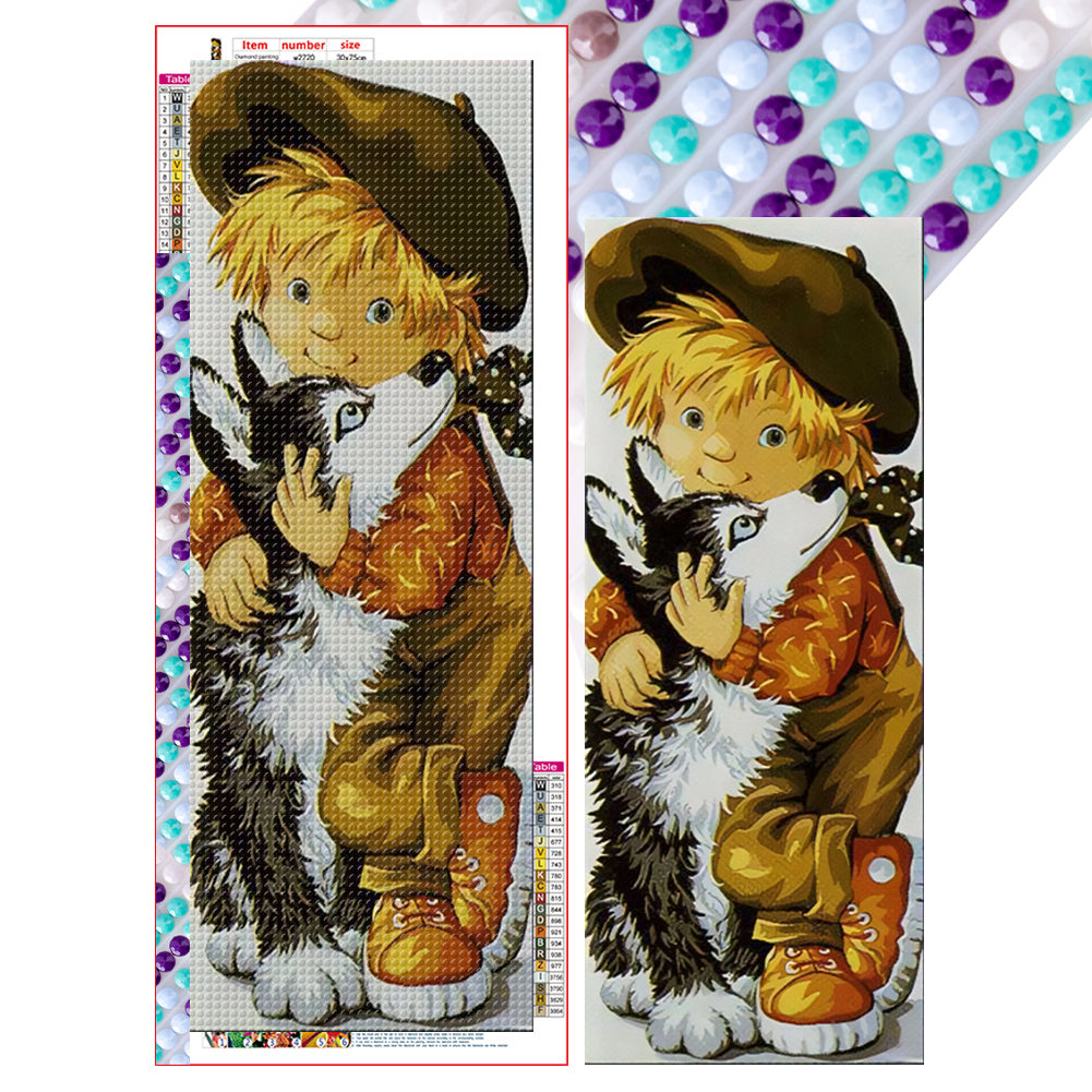 Boy And Puppy - Full Round Drill Diamond Painting 30*75CM