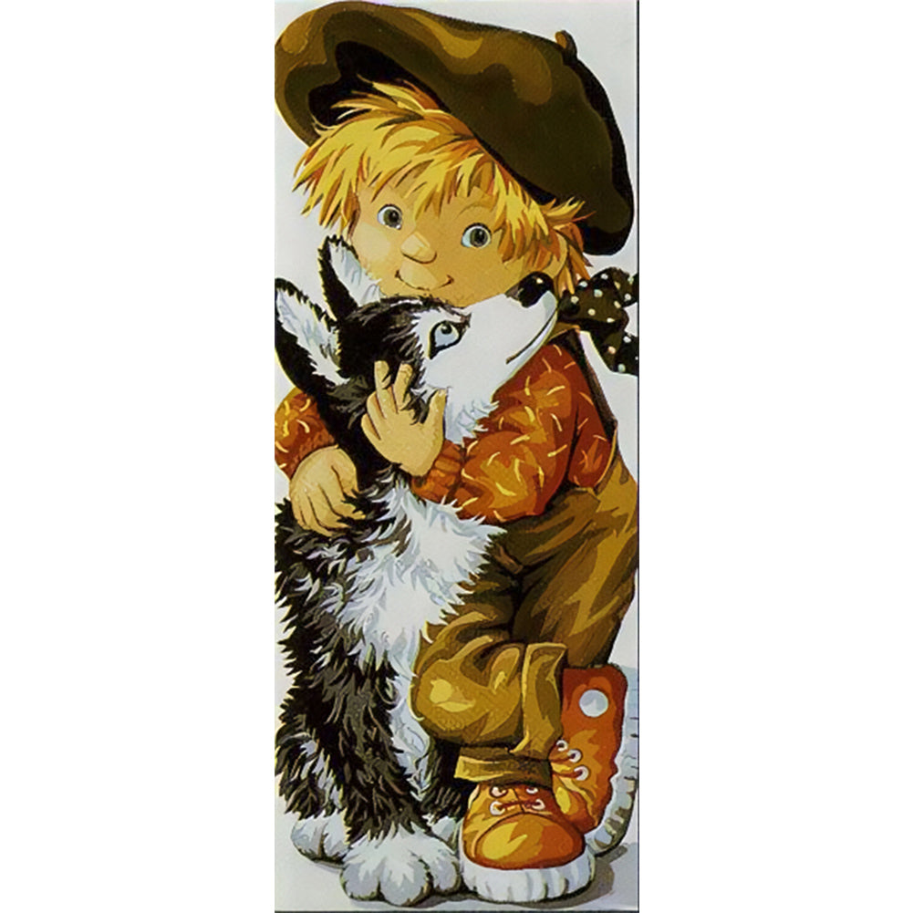 Boy And Puppy - Full Round Drill Diamond Painting 30*75CM
