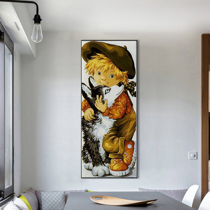 Boy And Puppy - Full Round Drill Diamond Painting 30*75CM
