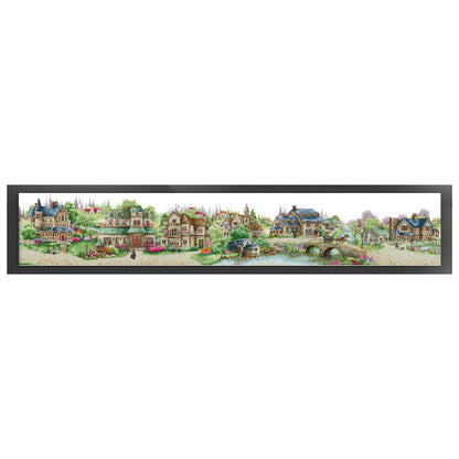 European Town - 14CT Stamped Cross Stitch 174*36CM(Joy Sunday)