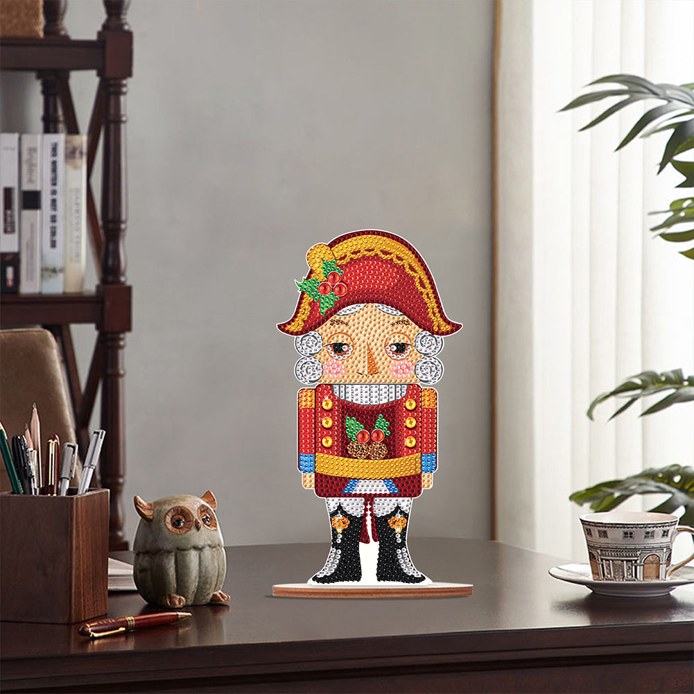 Wooden Crystal Painting Desktop Kit Diamond Art Table Decor (Xmas Nutcracker #1)