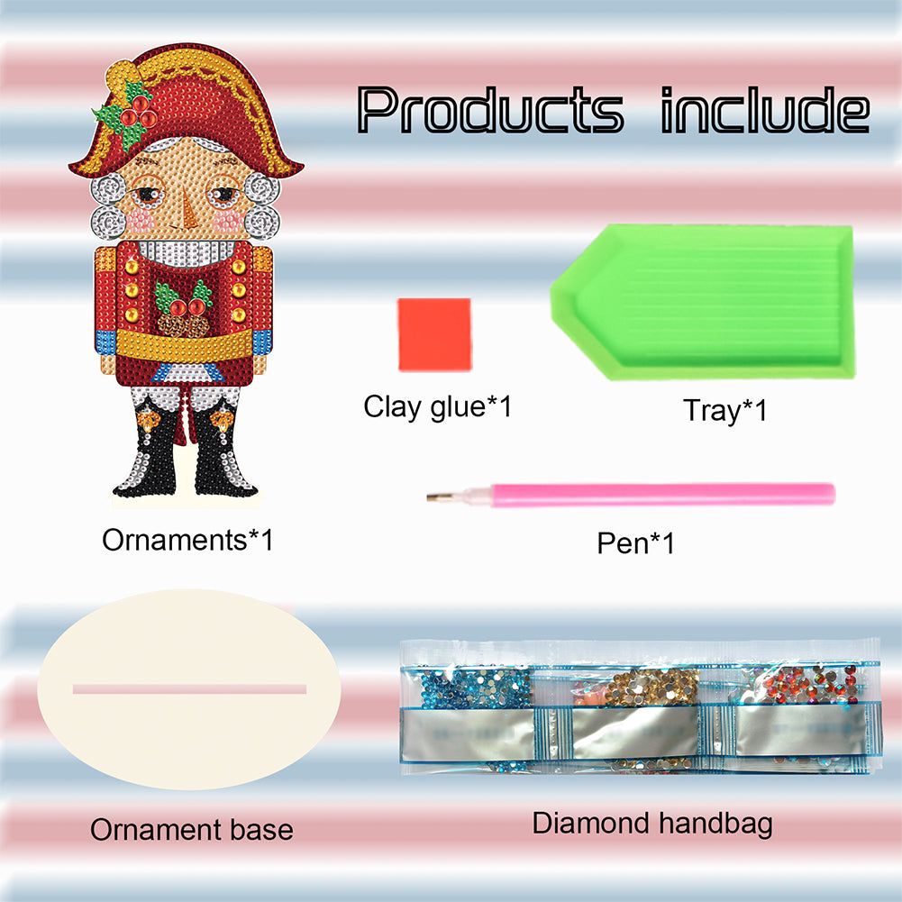 Wooden Crystal Painting Desktop Kit Diamond Art Table Decor (Xmas Nutcracker #1)