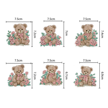 6PCS Double Sided Special Shape Diamond Painting Keychain (Cute Bear #9)