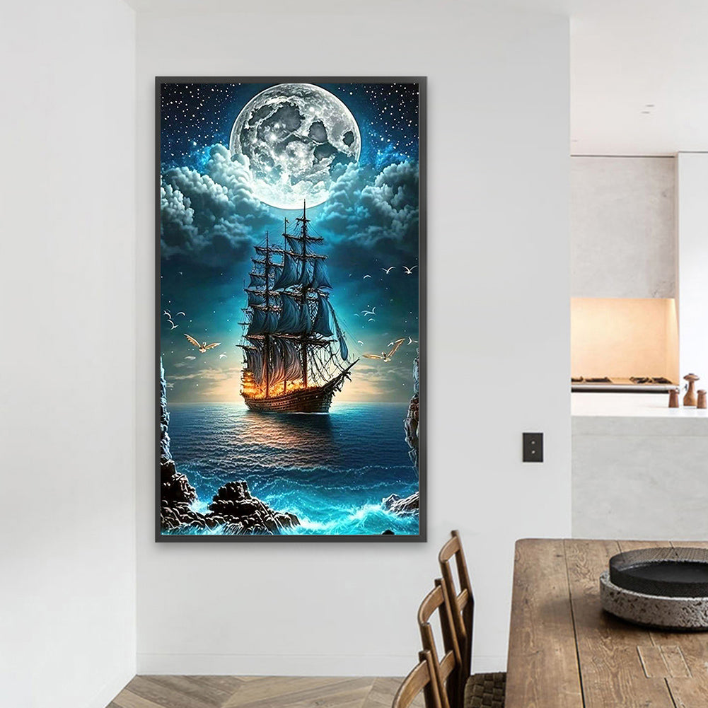 Sea Sailing Boat - Full Square Drill Diamond Painting 40*70CM