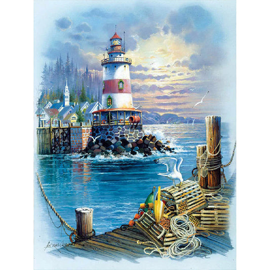 Seaside Lighthouse - Full Round Drill Diamond Painting 30*40CM