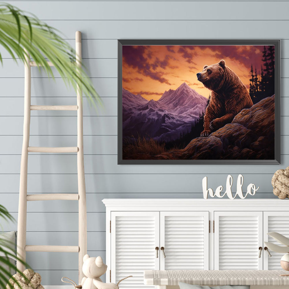 Alpine Brown Bear - Full Round Drill Diamond Painting 40*30CM