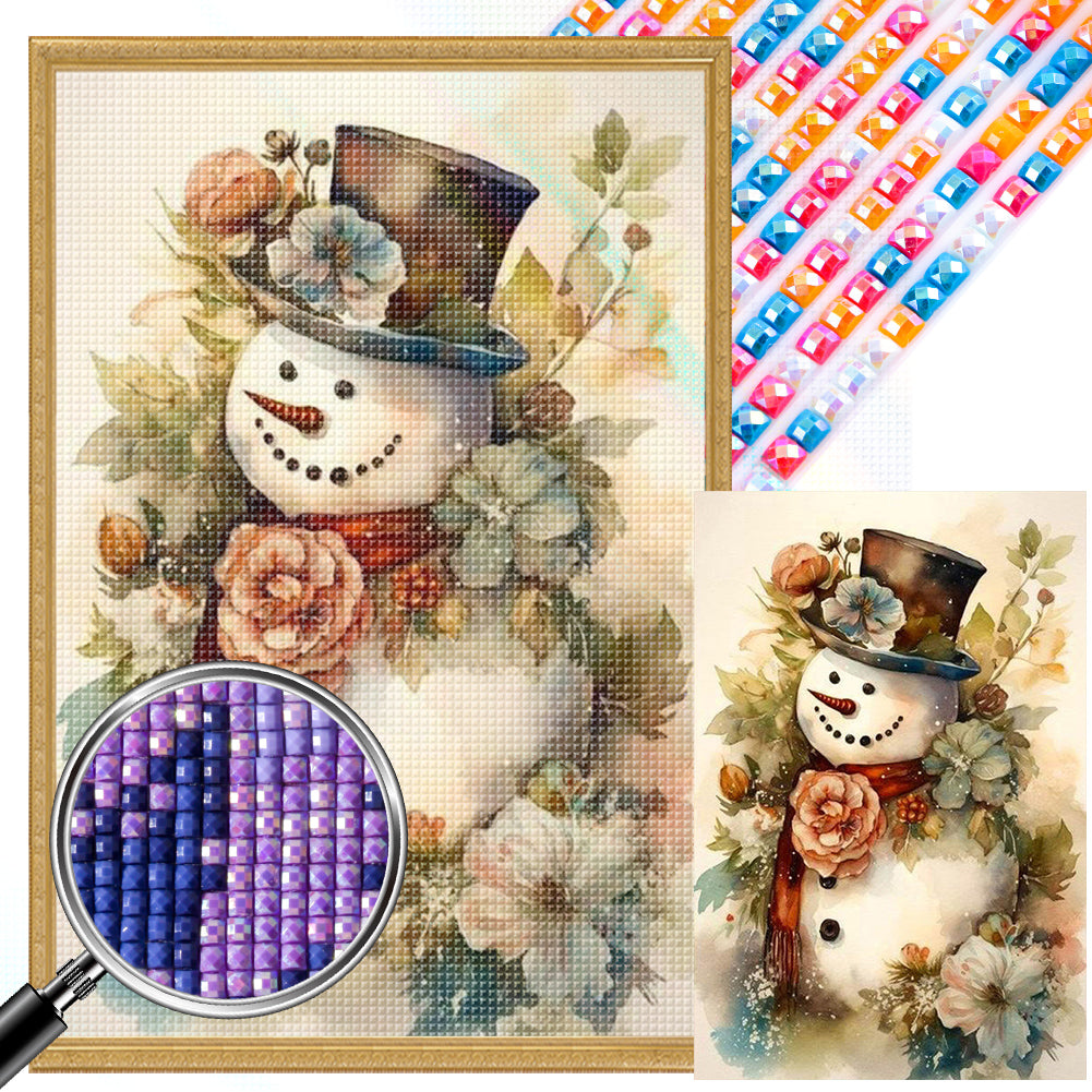 Snowman In Costume - Full Square Drill Diamond Painting 40*60CM