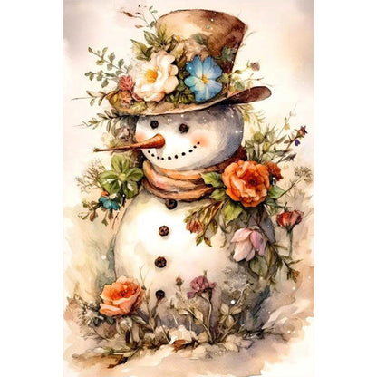 Flowers And Snowman - Full Square Drill Diamond Painting 40*60CM