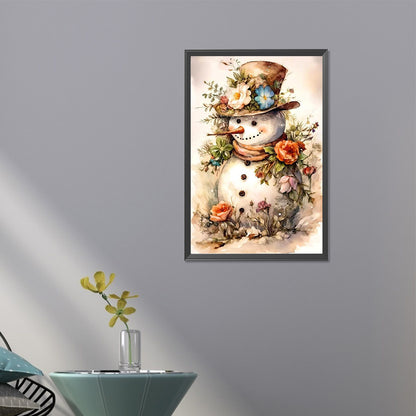 Flowers And Snowman - Full Square Drill Diamond Painting 40*60CM