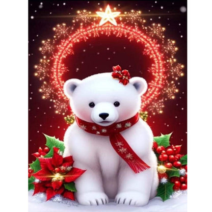 Christmas Bear - Full Round Drill Diamond Painting 30*40CM