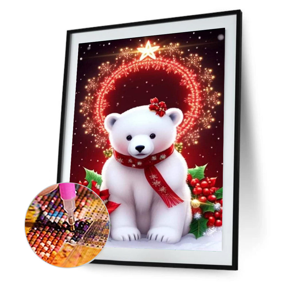 Christmas Bear - Full Round Drill Diamond Painting 30*40CM