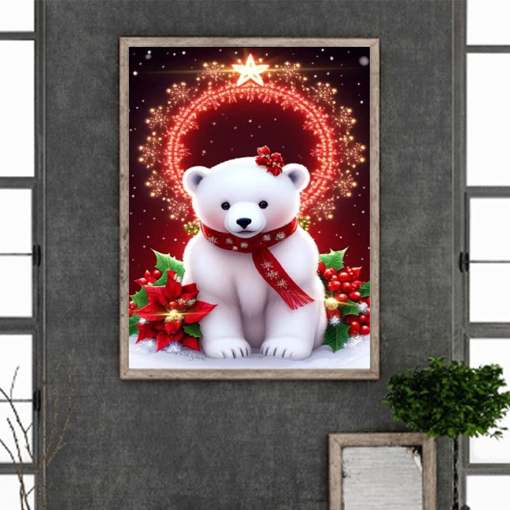 Christmas Bear - Full Round Drill Diamond Painting 30*40CM