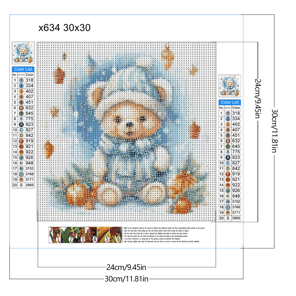 Christmas Bear - Full Round Drill Diamond Painting 30*30CM