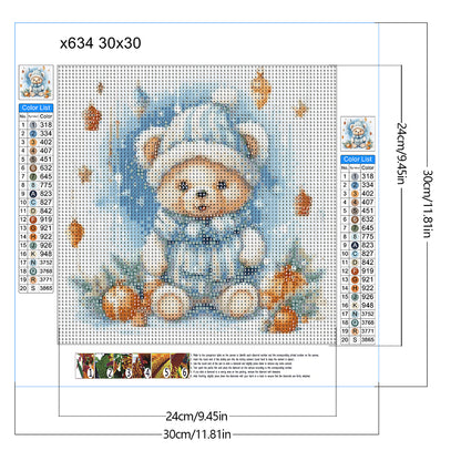 Christmas Bear - Full Round Drill Diamond Painting 30*30CM