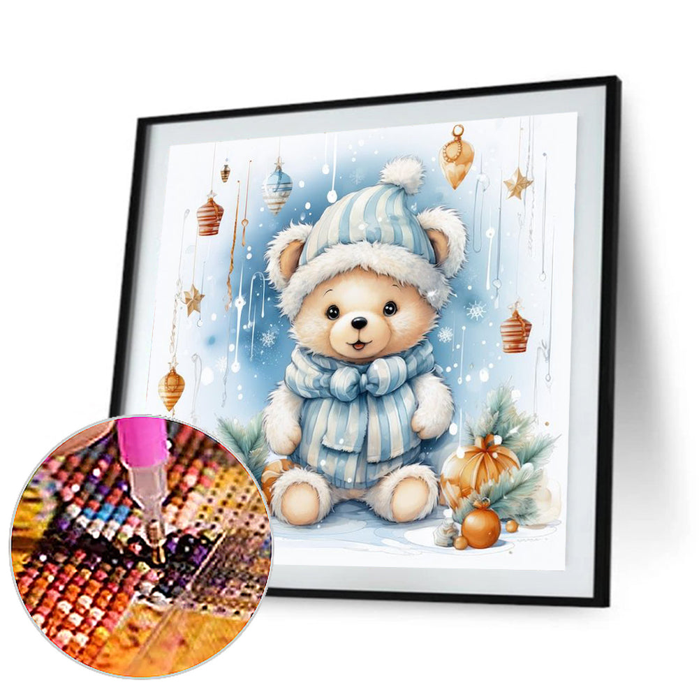 Christmas Bear - Full Round Drill Diamond Painting 30*30CM