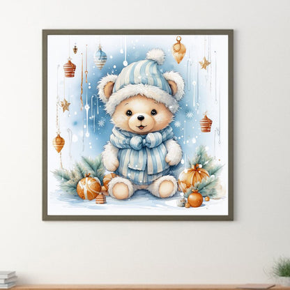 Christmas Bear - Full Round Drill Diamond Painting 30*30CM