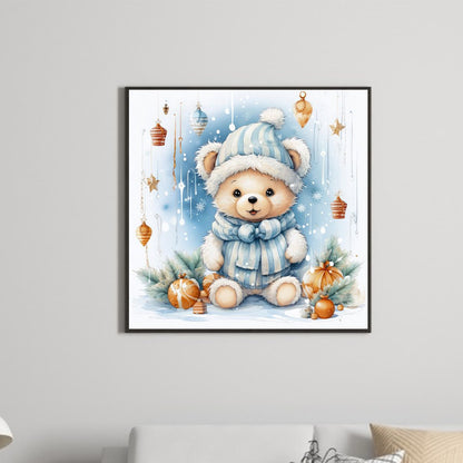 Christmas Bear - Full Round Drill Diamond Painting 30*30CM