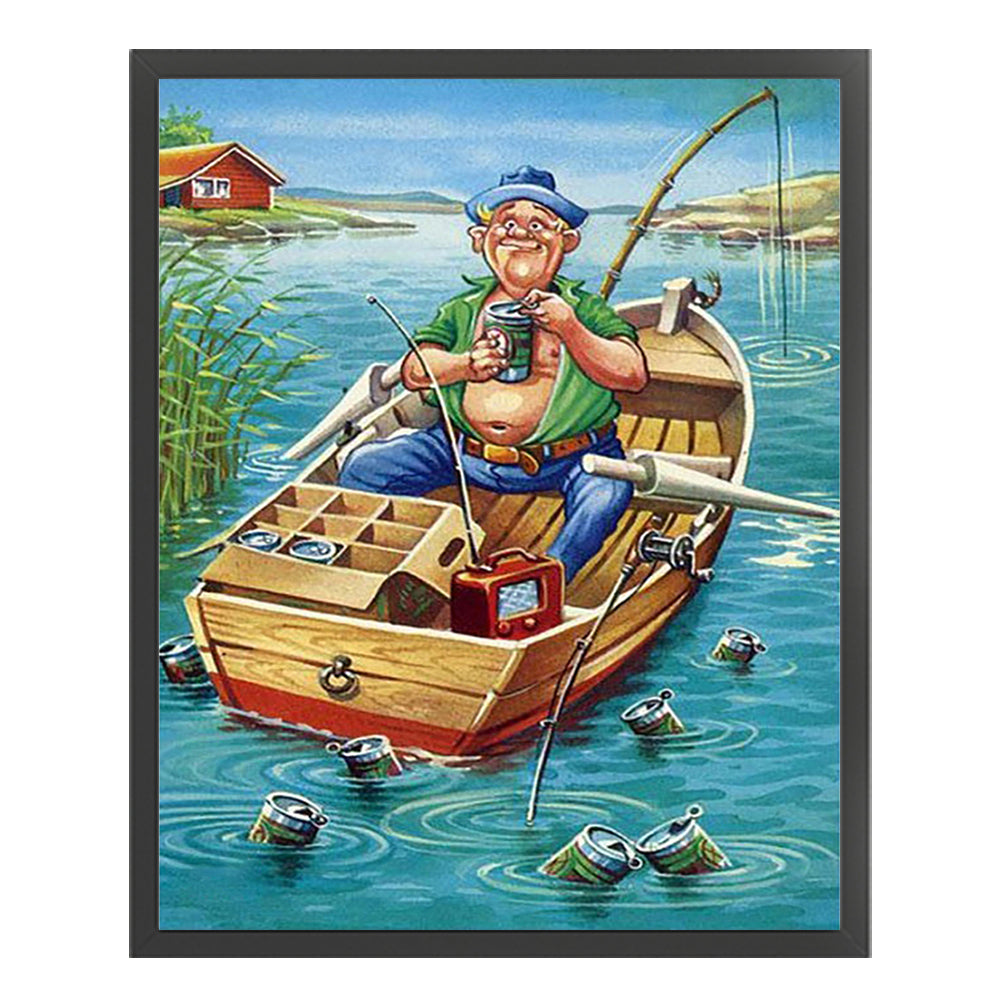 Old Man Fishing - 11CT Stamped Cross Stitch 40*50CM