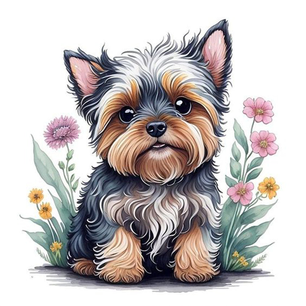 Yorkshire Terrier In The Grass - Full Round Drill Diamond Painting 30*30CM