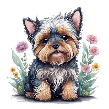 Yorkshire Terrier In The Grass - Full Round Drill Diamond Painting 30*30CM