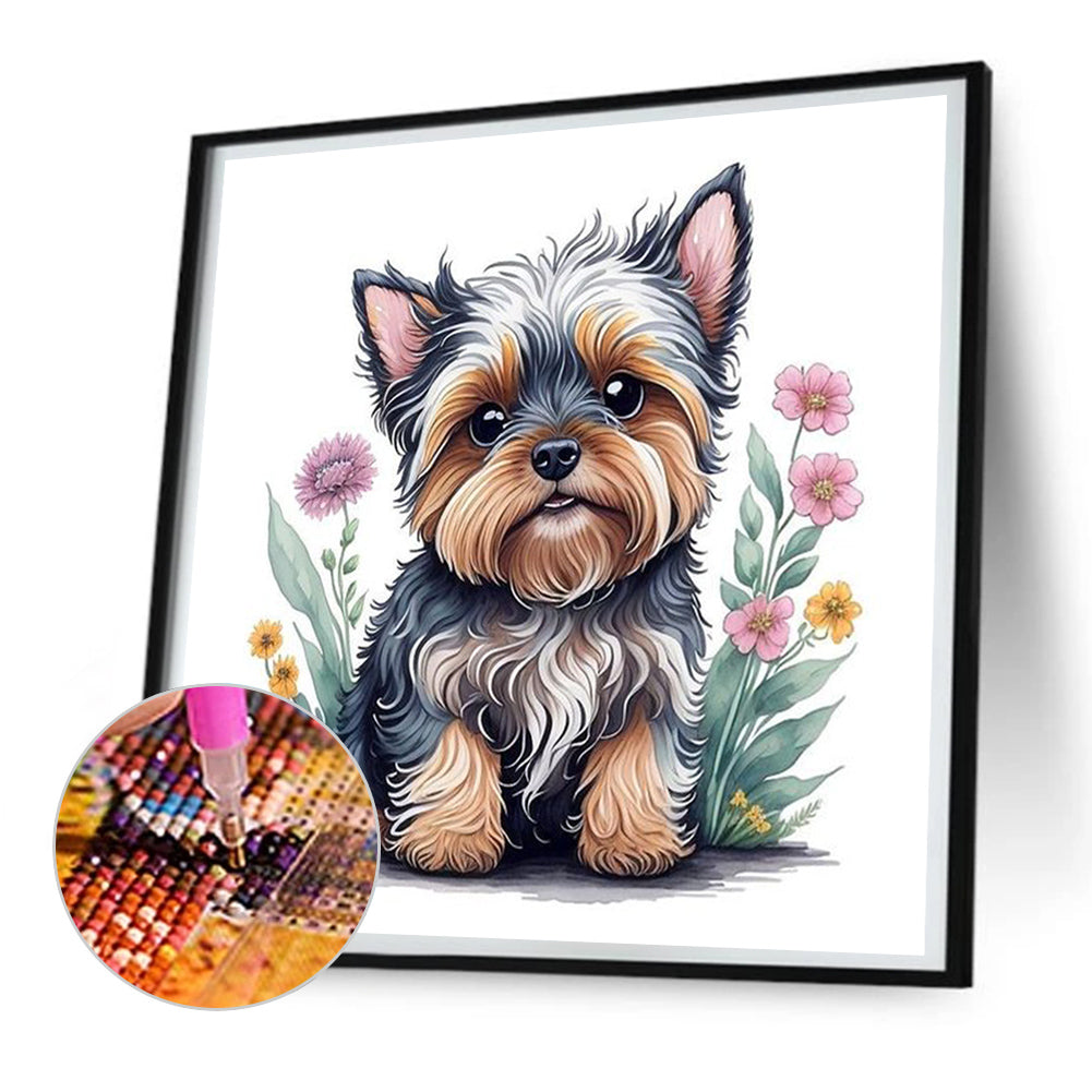 Yorkshire Terrier In The Grass - Full Round Drill Diamond Painting 30*30CM