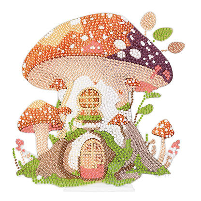 Round Crystal Painting Desktop Diamond Painting Table Decor (Mushroom House #2)