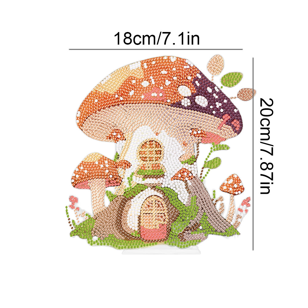 Round Crystal Painting Desktop Diamond Painting Table Decor (Mushroom House #2)