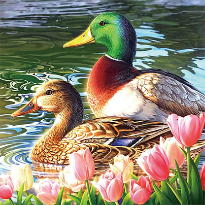 Ducks In The Pond - Full Round Drill Diamond Painting 30*30CM