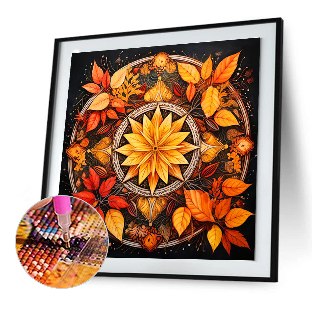 Circle Maple Leaf - Full Round Drill Diamond Painting 30*30CM