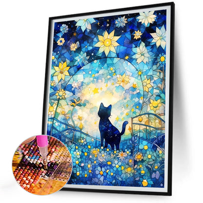 Starry Sky And Cat¡¤Right - Full Round Drill Diamond Painting 30*40CM