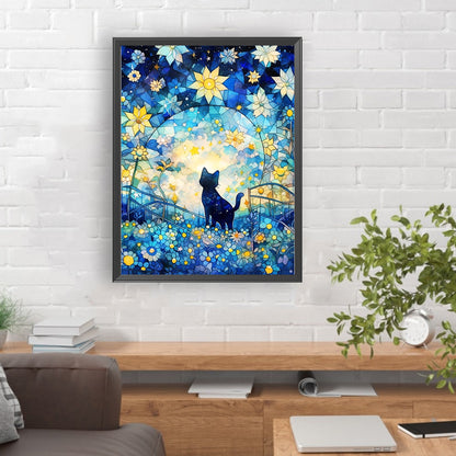 Starry Sky And Cat¡¤Right - Full Round Drill Diamond Painting 30*40CM