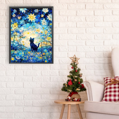 Starry Sky And Cat¡¤Right - Full Round Drill Diamond Painting 30*40CM